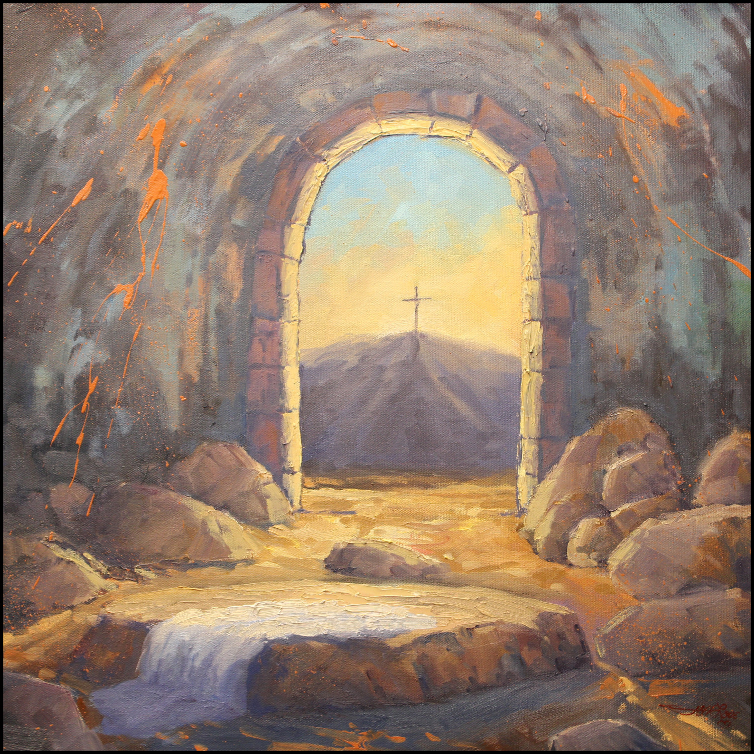 Art Original Oil Painting Large 20X20 Jesus Empty Tomb Resurrection By Jeff Love