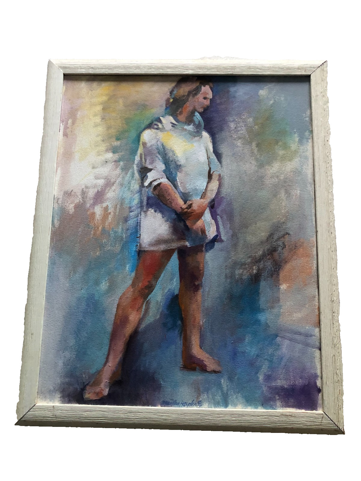 Acrylic on canvas painting «The White Shirt» signed Martha Hayden 1996 22x28in.