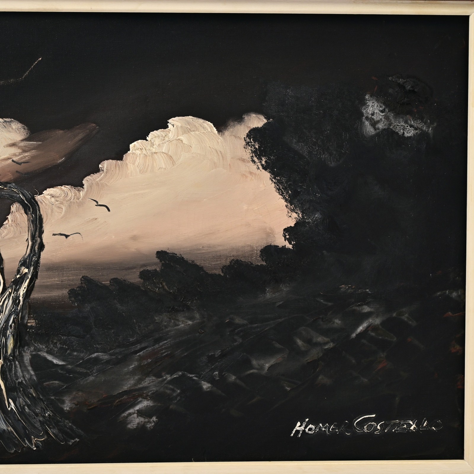 HOMER COSTELLO Original Vintage Signed WPA Night Seascape Ocean Shore Painting