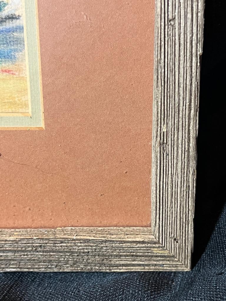 Vintage Cowboy Man Horse Last Drop From His Stetson Hat Landscape Pastel Artwork