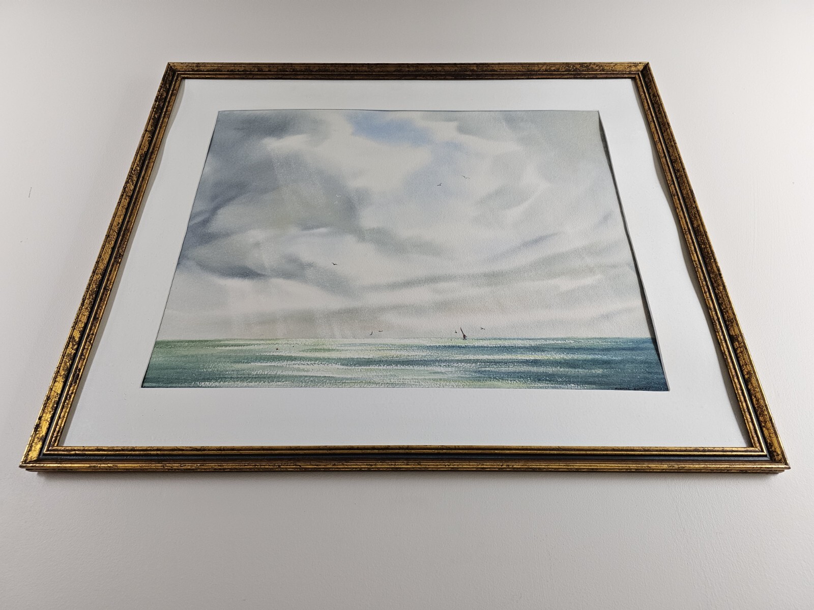 Large Vintage Original Signed Thomas Currey Painting 32×27 Framed Landscape Art