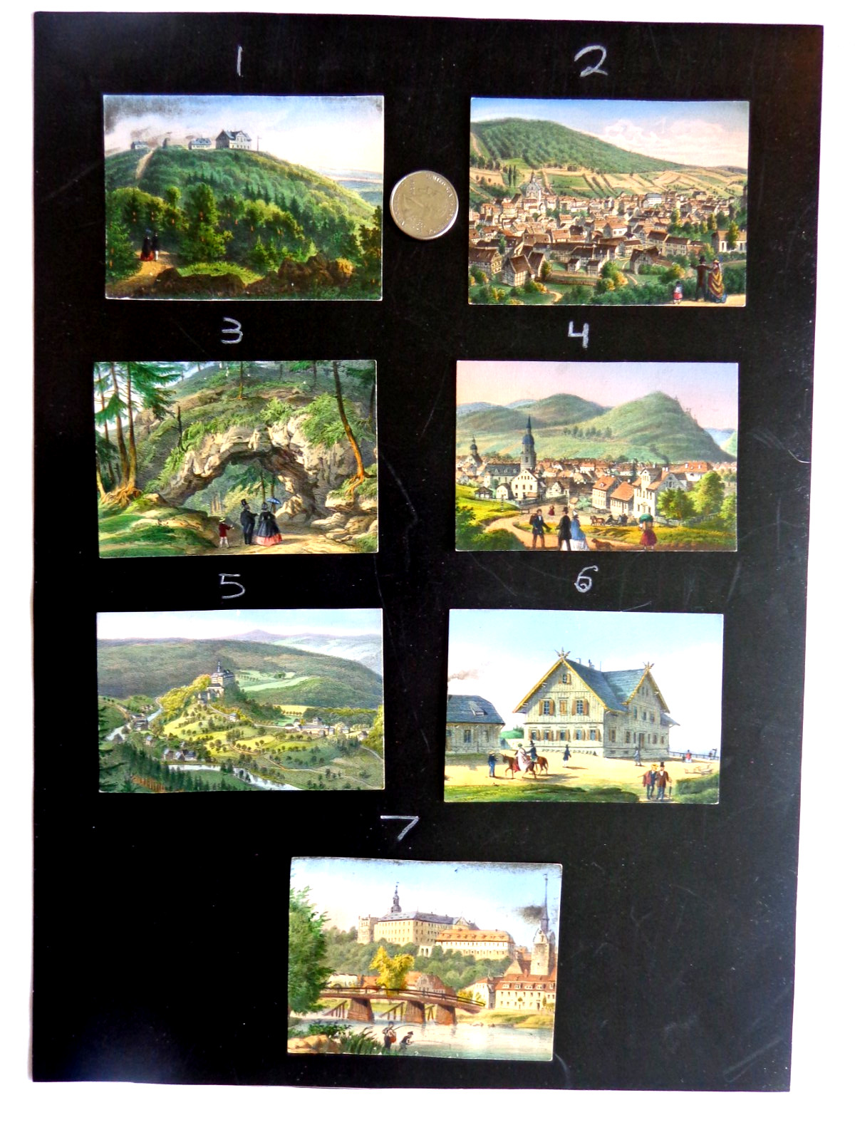 AFTER and ATTRIBUTED to GUSTAV FRIEDRICH ADOLF TAUBERT 7 MINIATURE RARE ETCHINGS