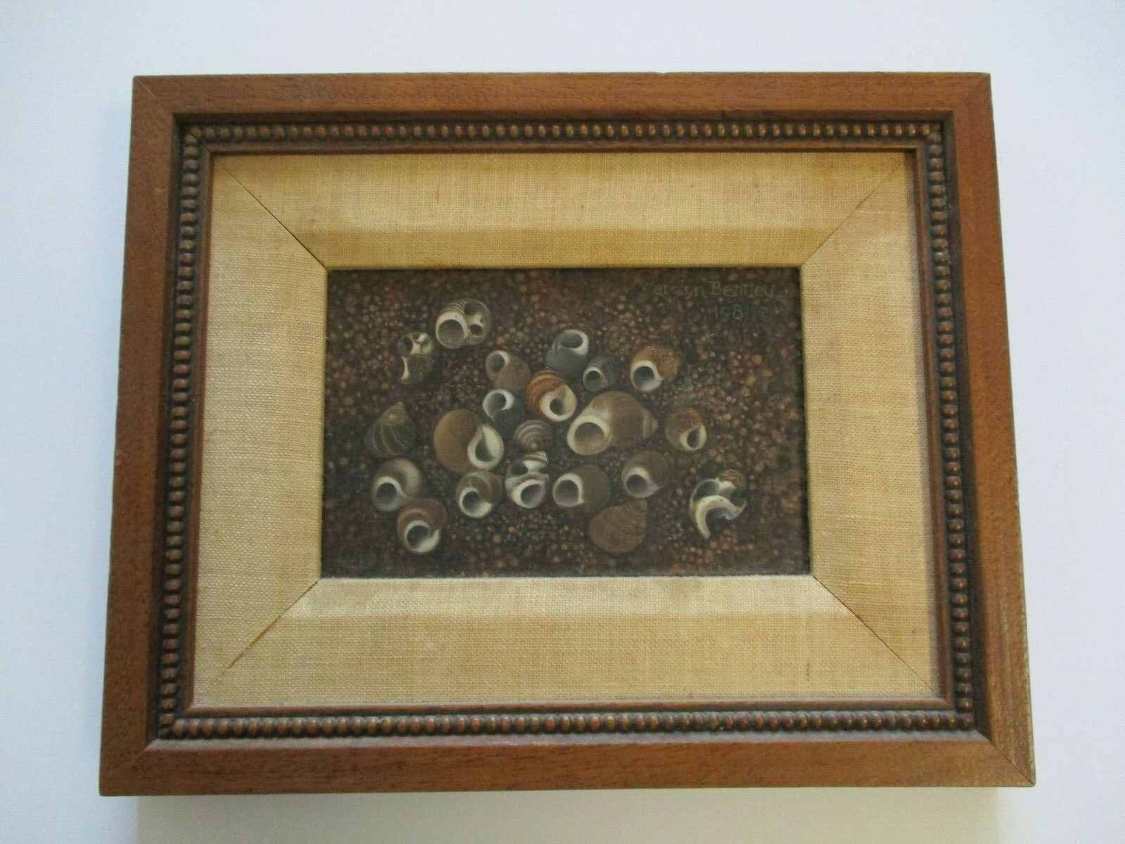 CAROLINE BENTLEY PAINTING SMALL GEM SEA SHELLS COASTAL NAUTICAL STILL LIFE MOD