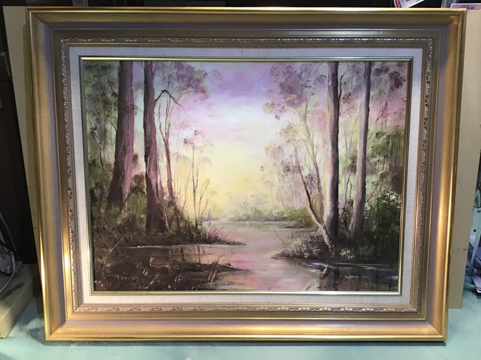 Thelma Evans Pink Dawn Framed Oil Painting