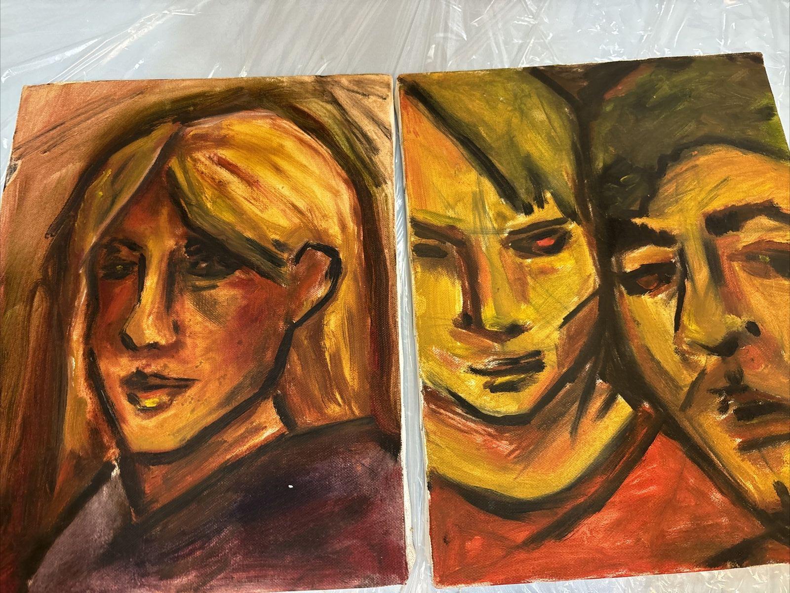 Lot Of 2 Oil Paintings 11×14 Canvas No Signature