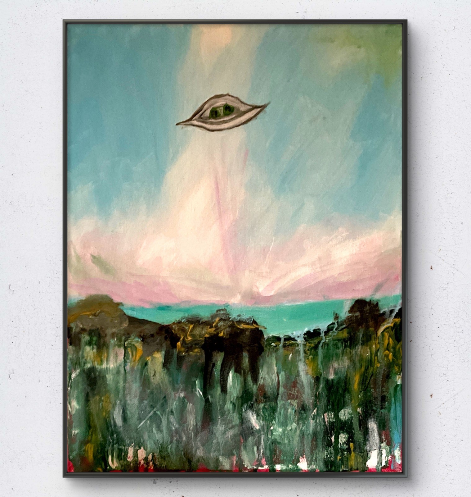 Mary Myers Original Abstract Expressionism 11×14 UFO Canyon Little Green Signed
