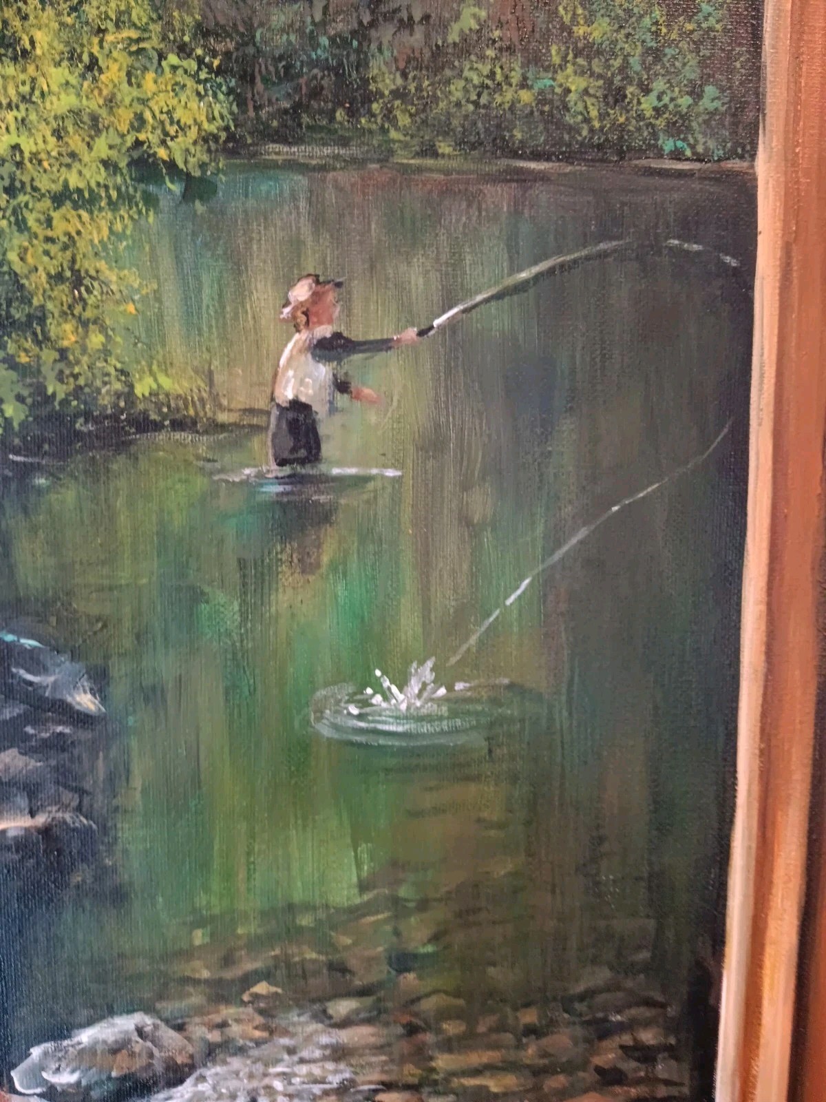 Original Painting «Currently Streaming» by kholland 12×24 Fishing