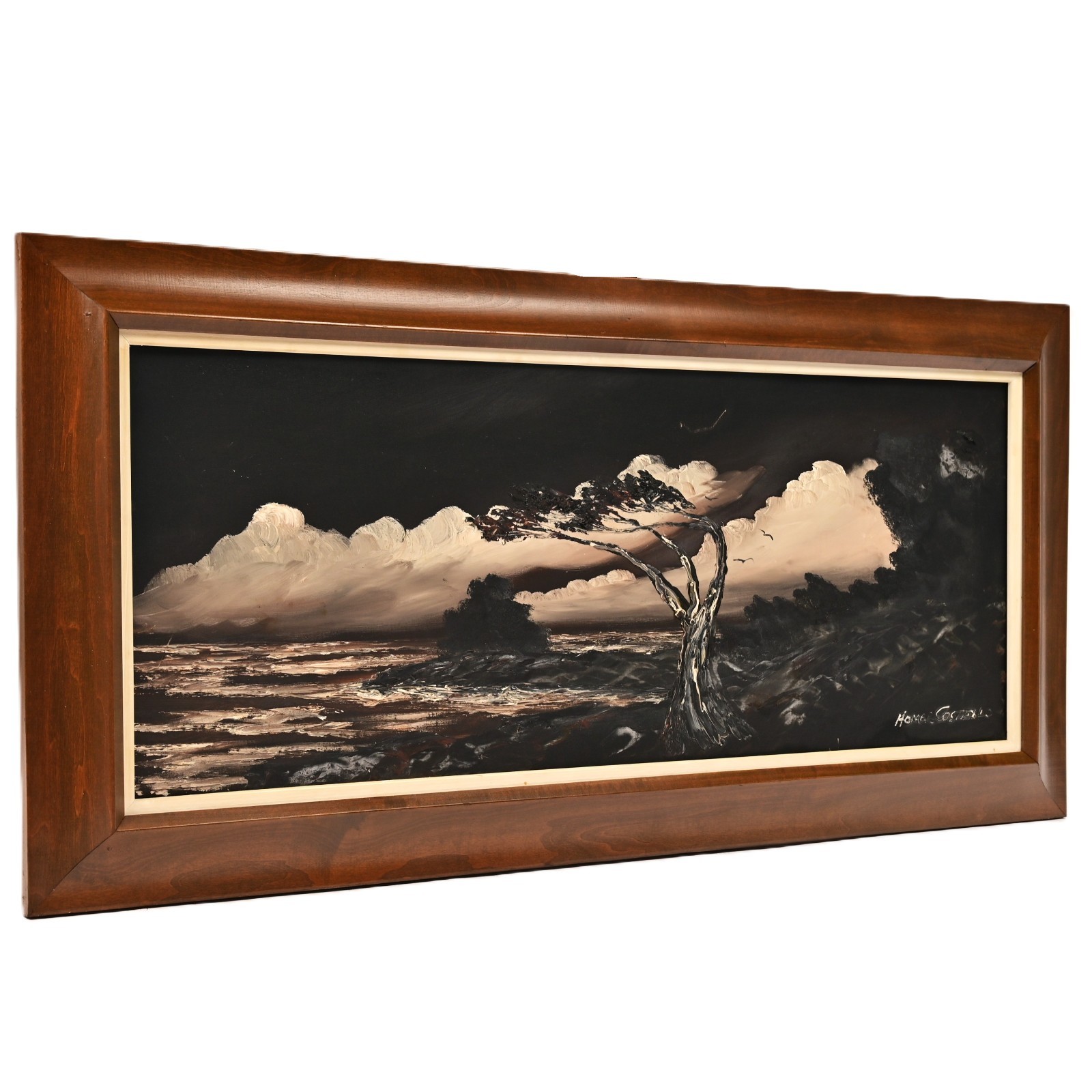HOMER COSTELLO Original Vintage Signed WPA Night Seascape Ocean Shore Painting