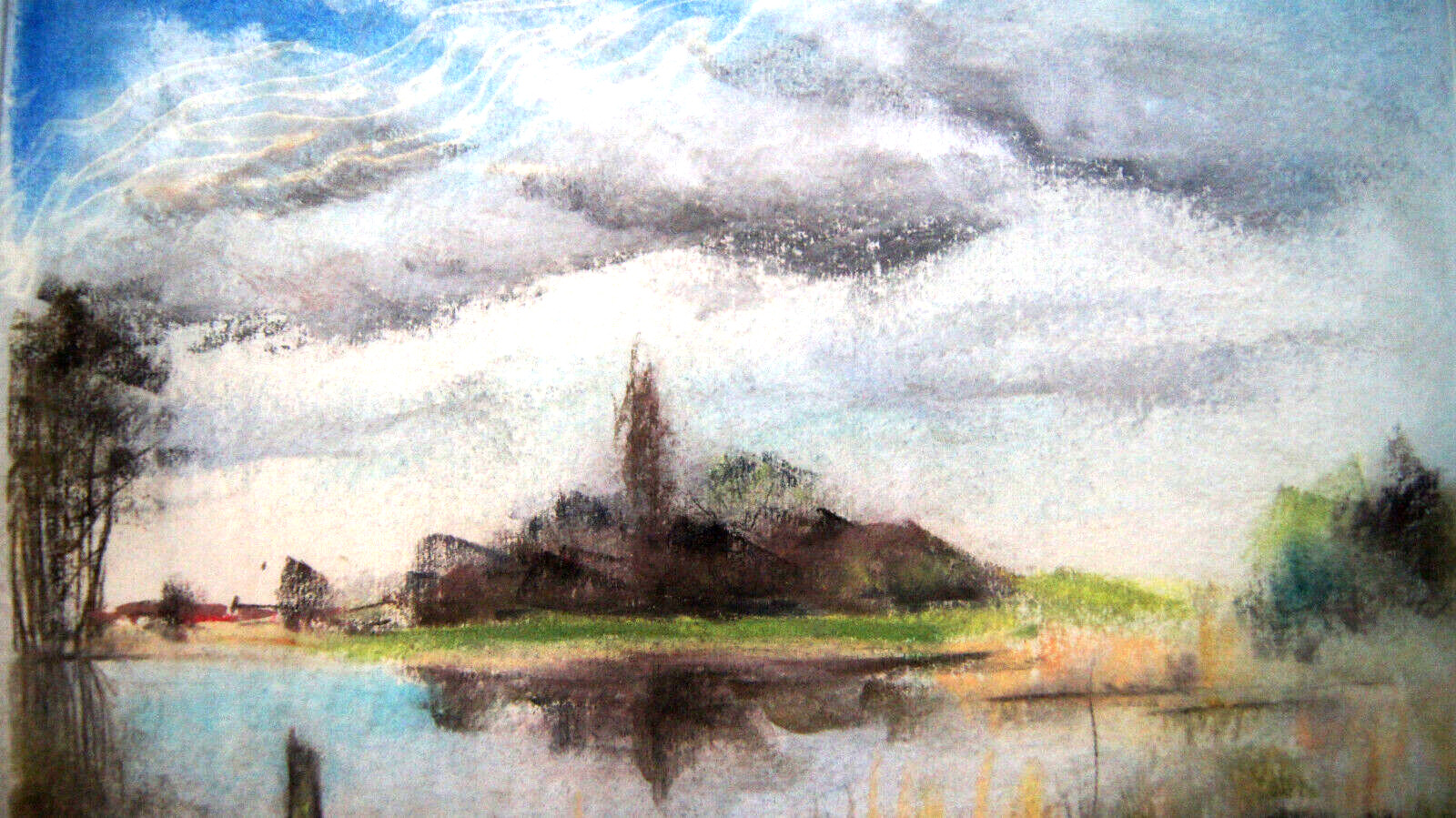 Franz Ehmke *1928-2018 Berlin Pastel View of the Sea with Trees in Vehlefanz