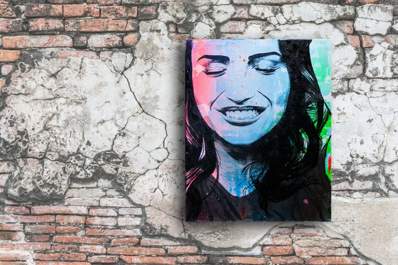 Beautiful Smiling Woman Portrait – Original Painting – 16×20-UV Blacklight Glow