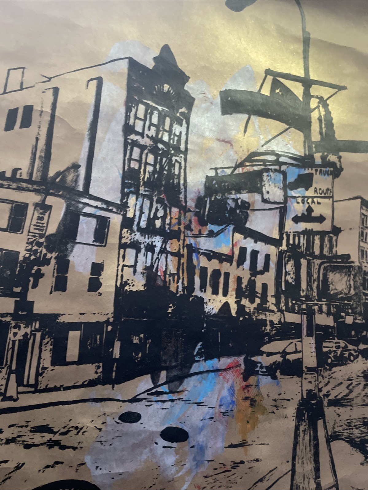 Original Media Painting 29.5” X 24” 125th Street Harlem NYC. Artwork. Signed