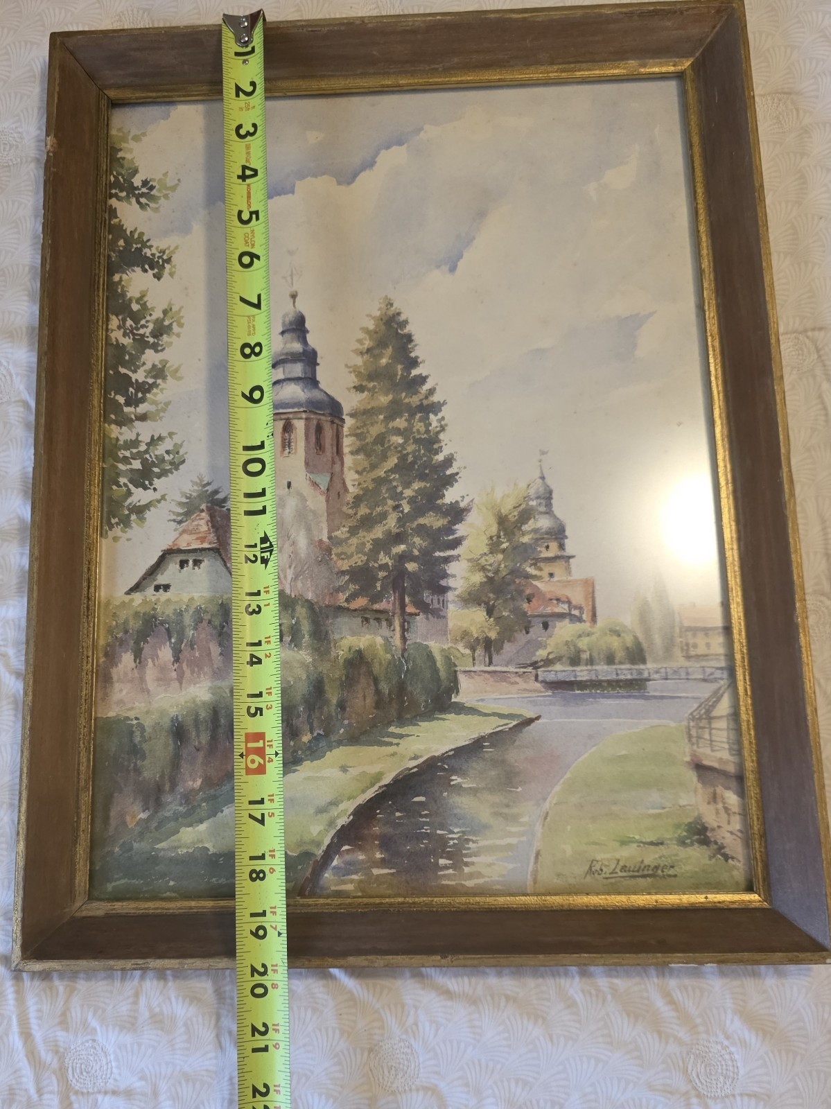 Vintage Watercolor Paintings European Village Church Shabby Chic French Country