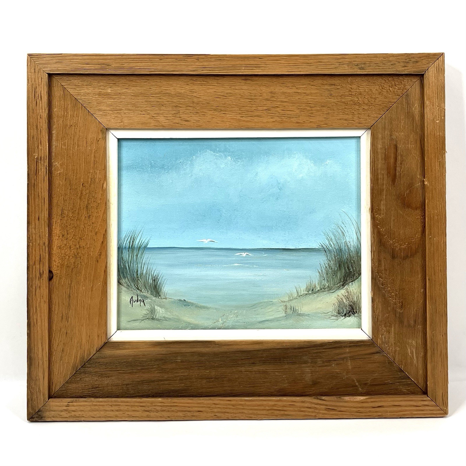 Audra Vuich Gary Indiana USA Artist 8×10 Oil Painting Signed In Wood Frame Ocean