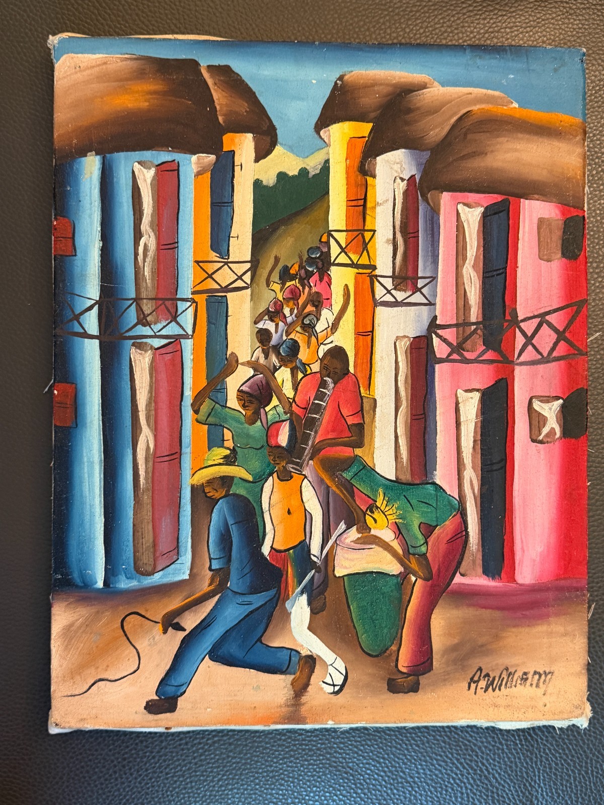 Original Caribbean Painting – Dance Parade on Stretched Canvas – Artist Signed