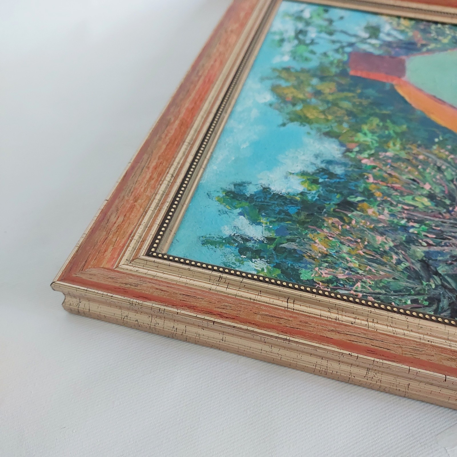 Original Impressionist Cottage Painting Framed 12×16 Farmhouse Landscape Tree