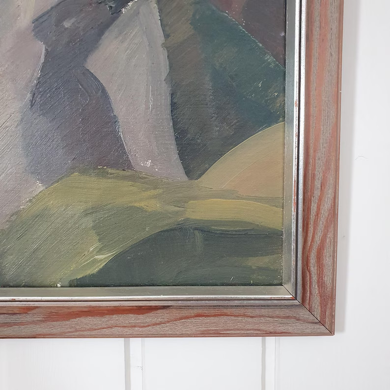 Allan Erwö 1950s Vintage Swedish Mid Century Oil Painting Original Canvas Art