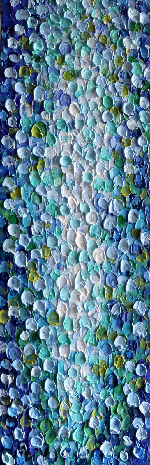 River Drops Water Reflection Art 10×30 Original Palette Knife Painting
