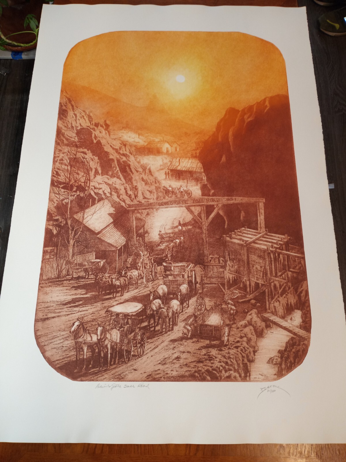 VINTAGE ROY PURCELL DEVILS GATE TOLL ROAD AUTOGRAPHED HAND NUMBERED 29 X 44