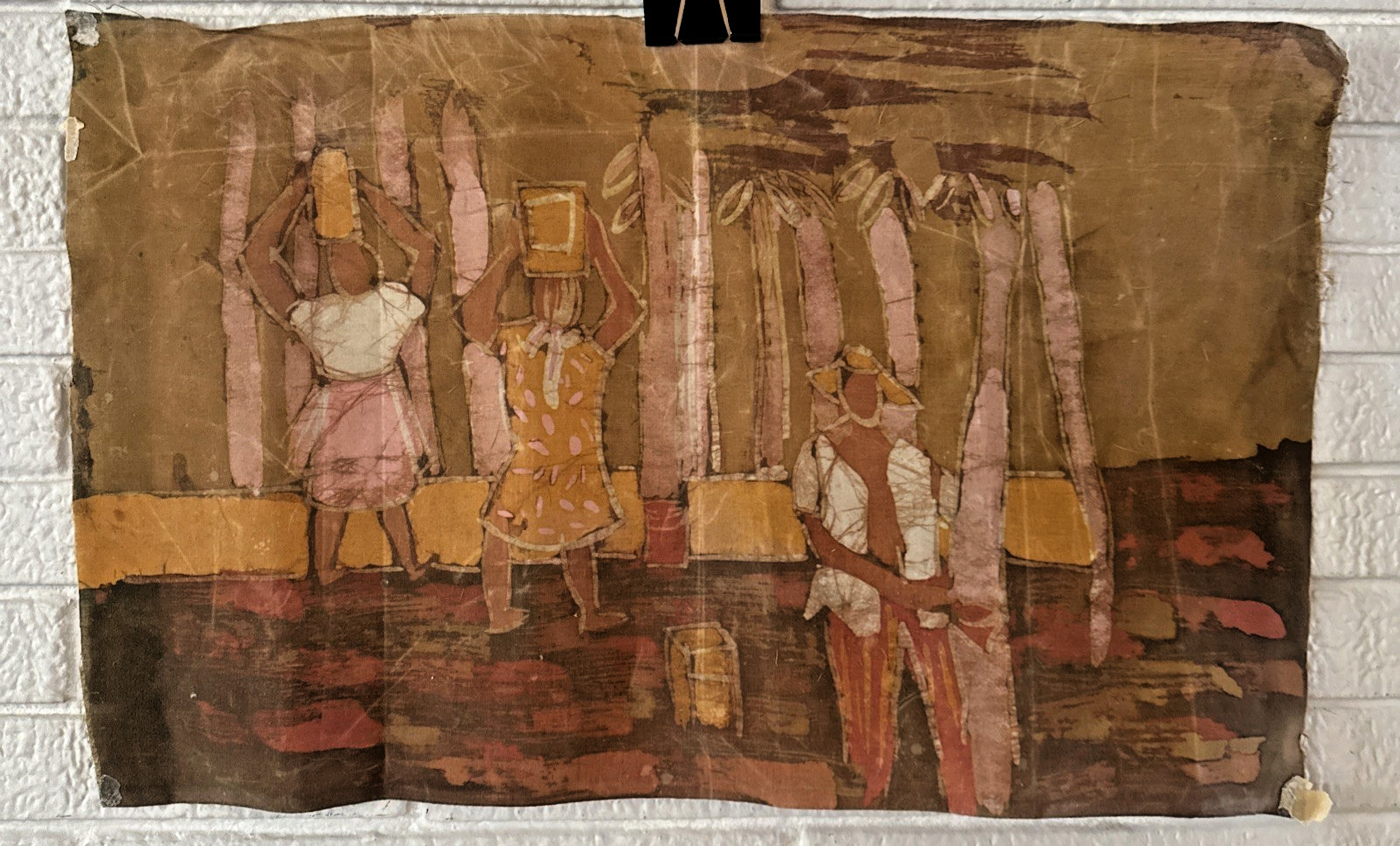 Vintage Oil CLOTH Painting , 21×13
