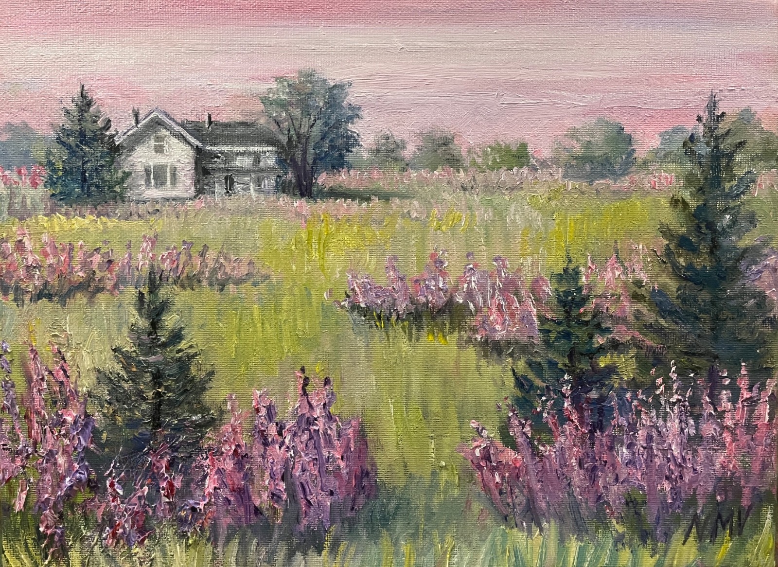 THE BLUSH OF SPRING Original Oil Landscape Painting Wall Art 9X12 ON CANVAS