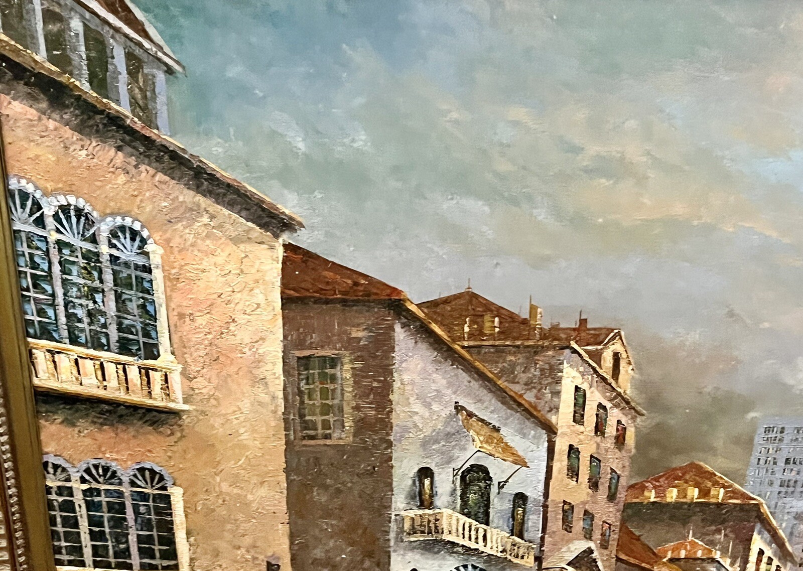 FINE LARGE SWEDISH STREET SCENE SIGNED BY :LIMIAN FINE DETAILS SIZE:69″ X 47″