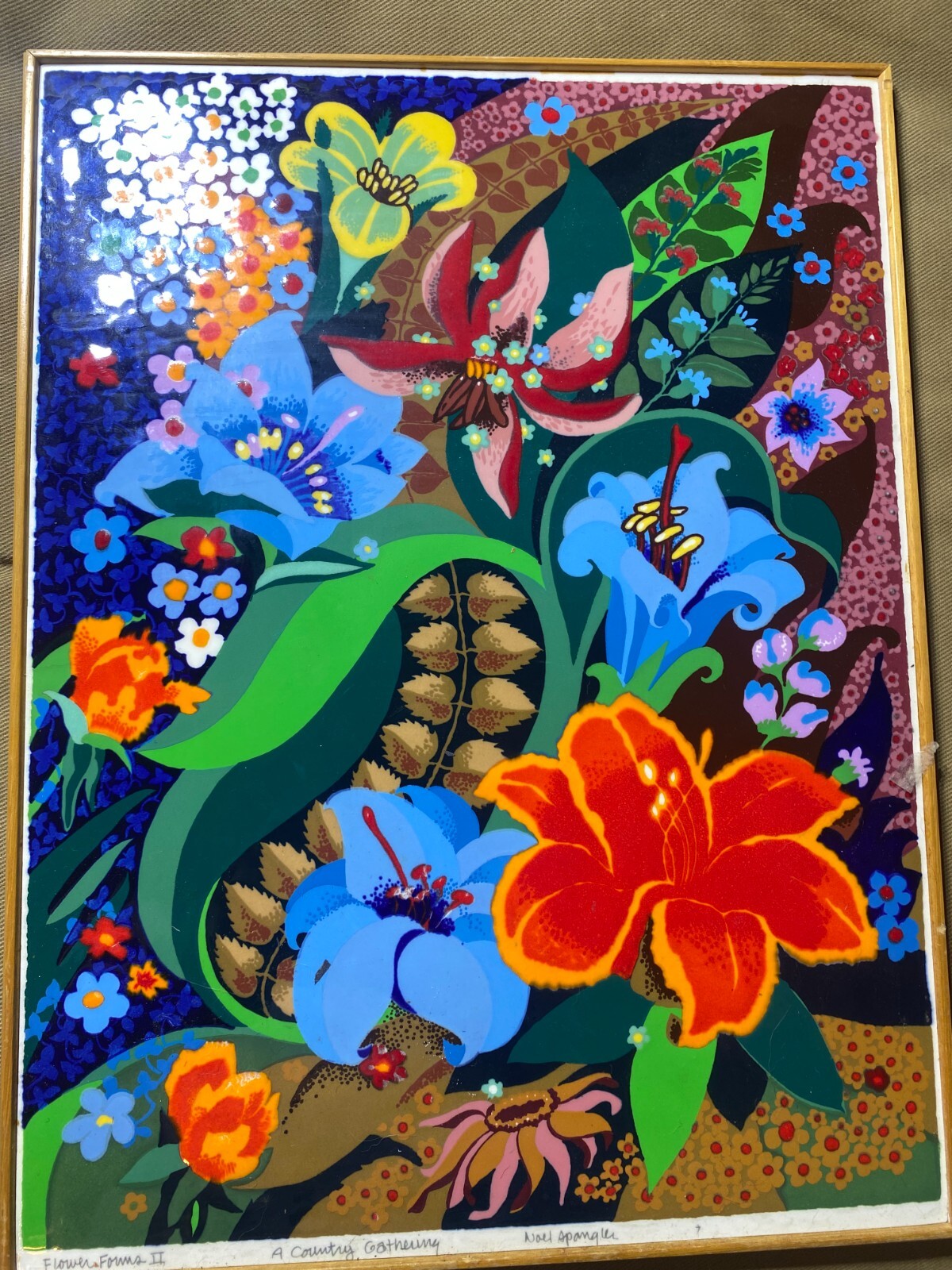Stunning Noel Spangler «Flower Forms II, A Country Gathering» Enamel On Aluminum