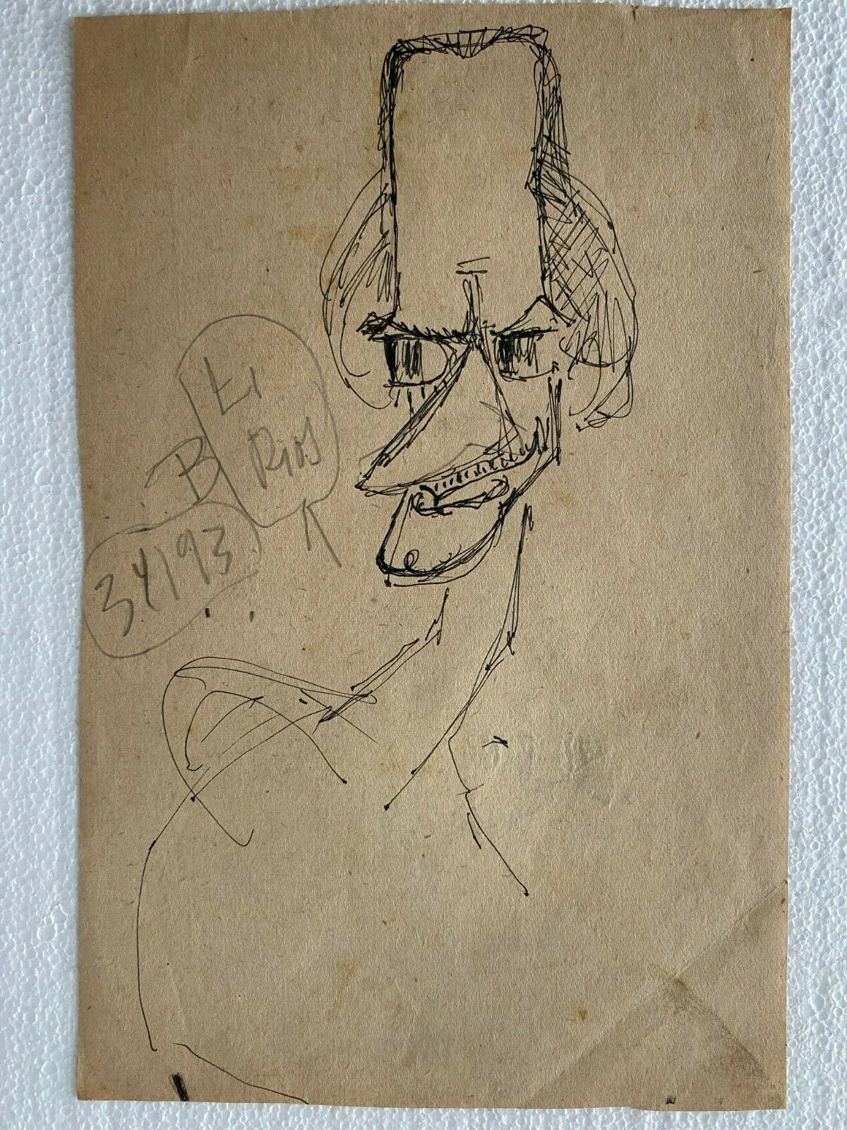 Juan David. Sketch. Untitled, ca 1968. Ink on paper. Original art.