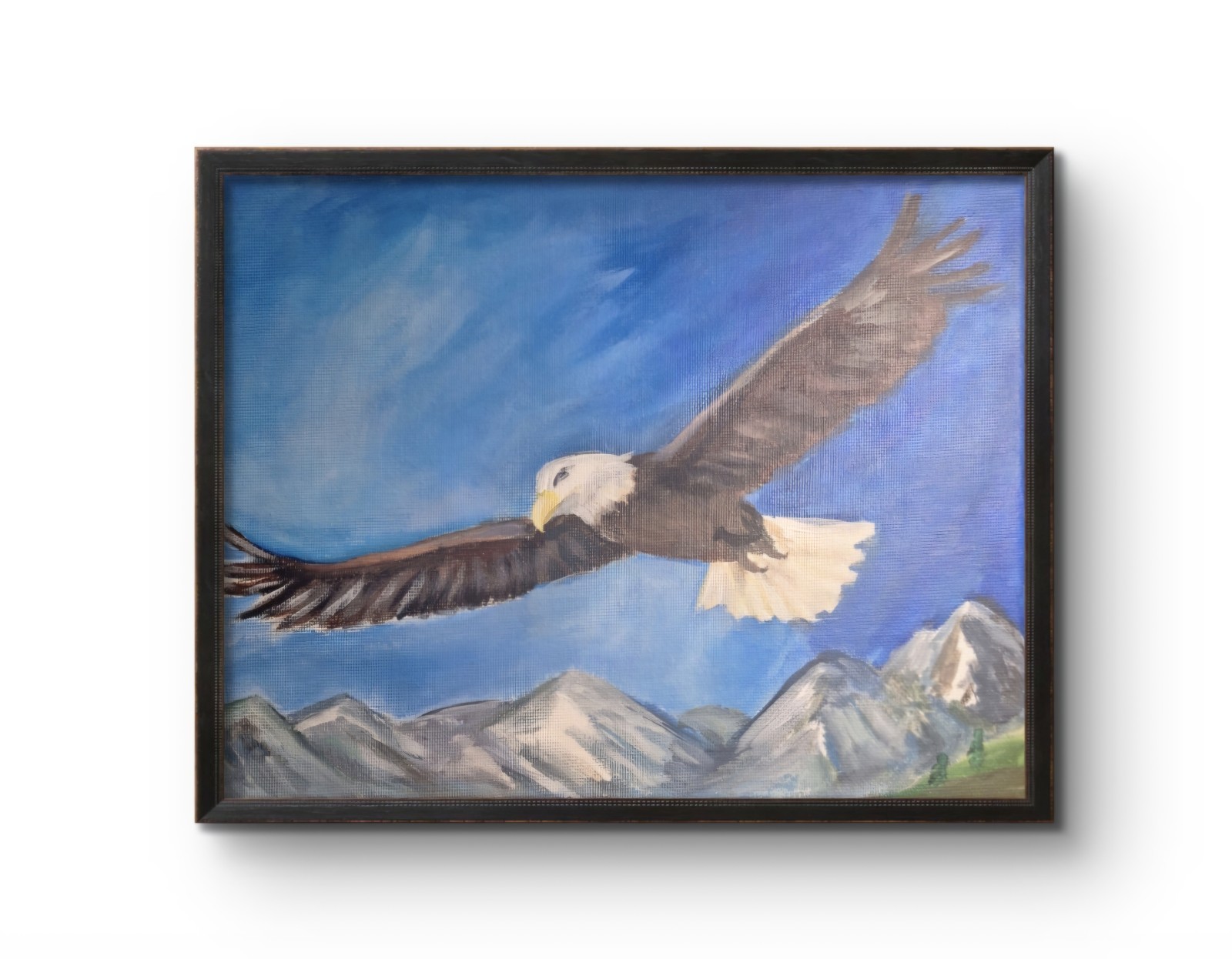Original Eagle Expressionist 8×10 Acrylic Canvas Painting Signed Blue Wall Art