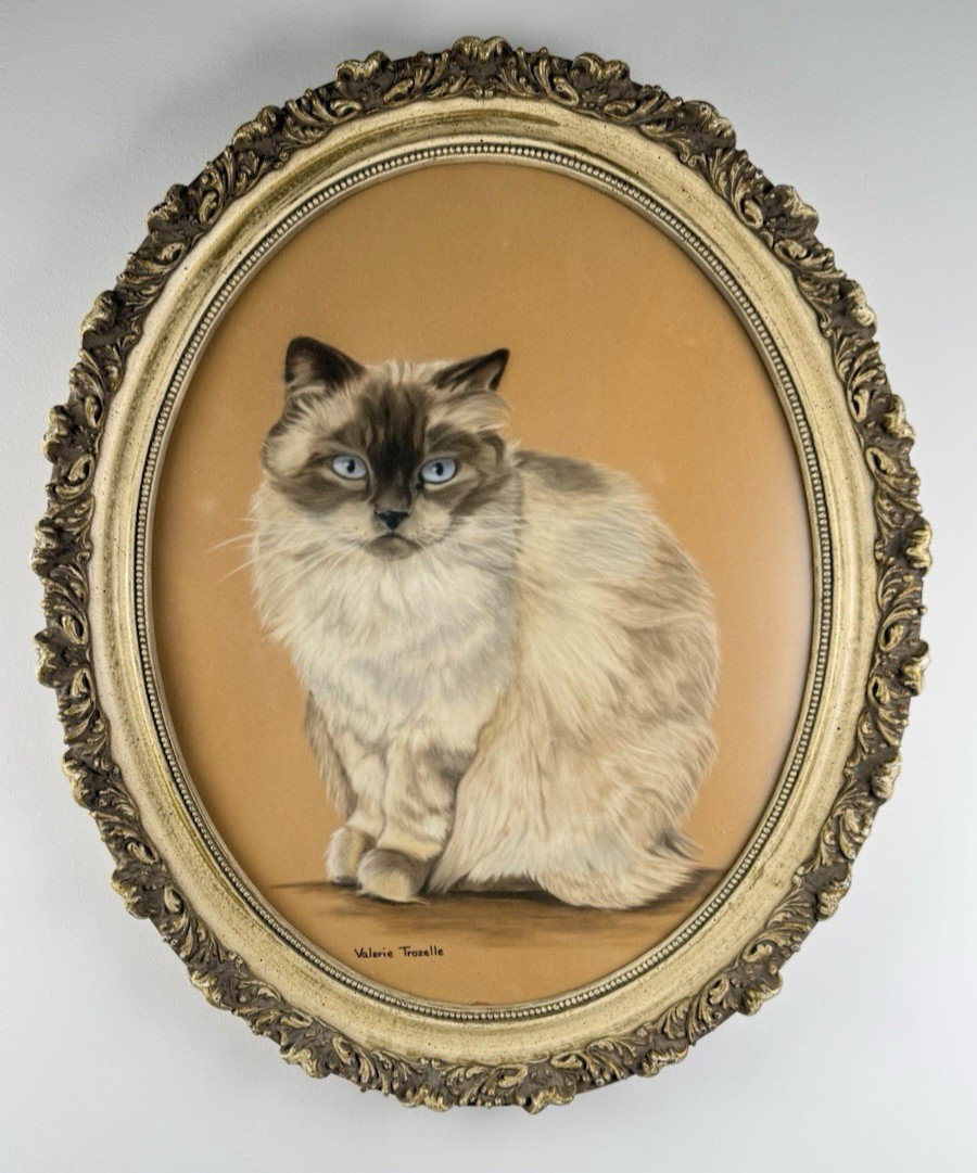 VTG Wood Ornate Oval Frame Hollywood Regency 23 x 19.5 VALERIE TROZELLE CAT