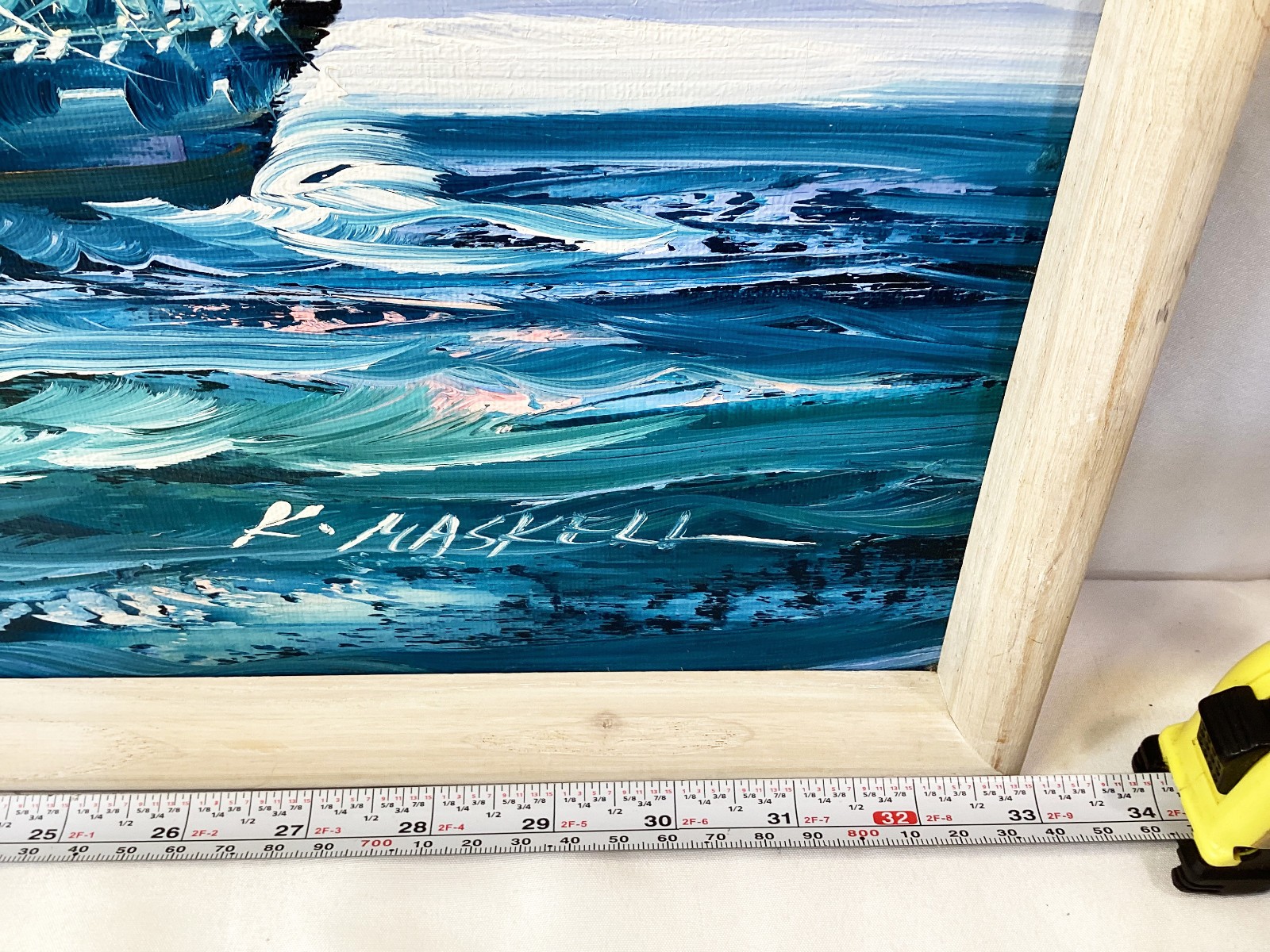 K.MASKELL SAILING SHIP ORIGINAL OIL ON CANVAS Nautical Framed 21×33