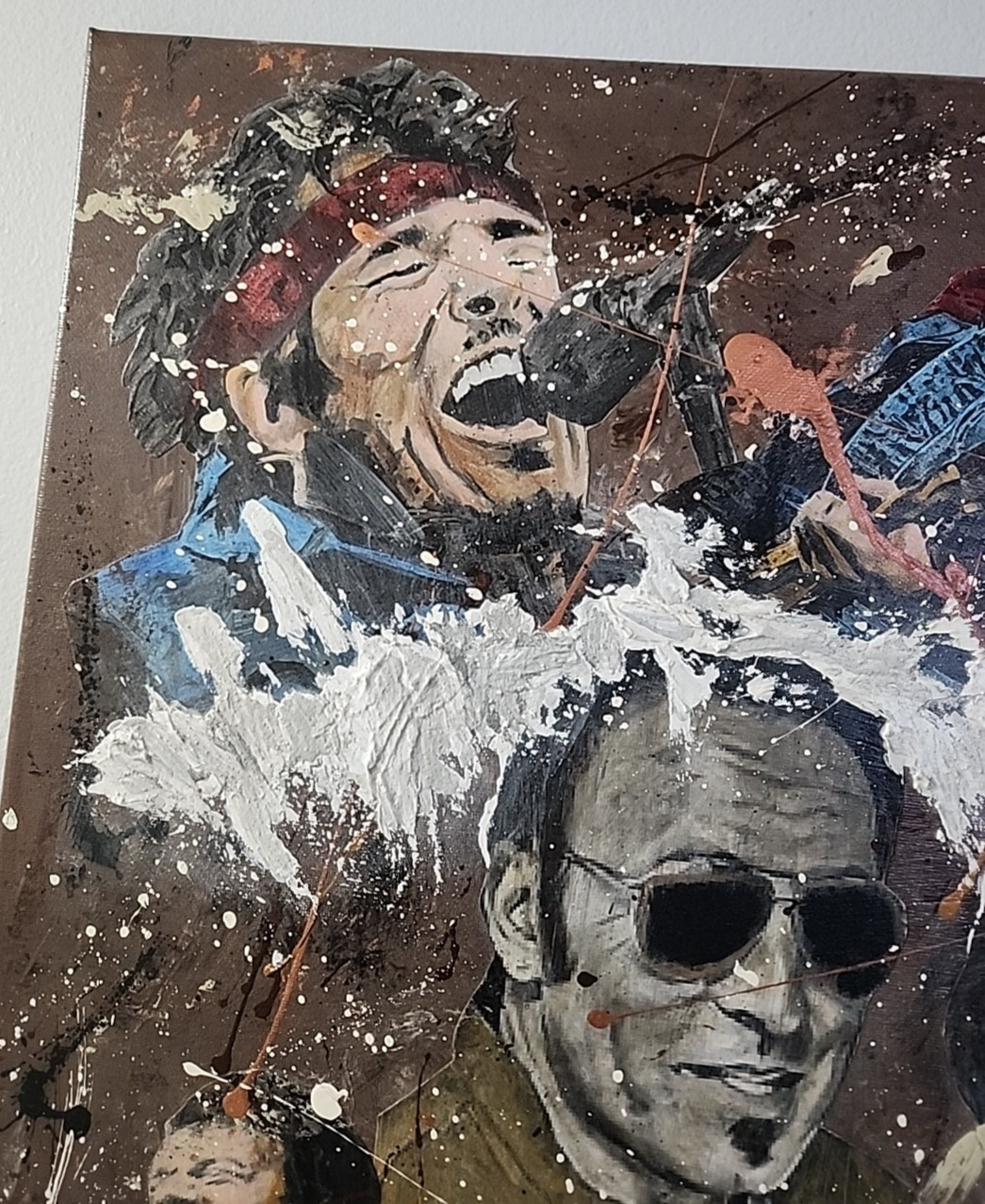 Bruce Springsteen Collage Art Painting Canvas, Signed by Artist, 18×24 Unframed