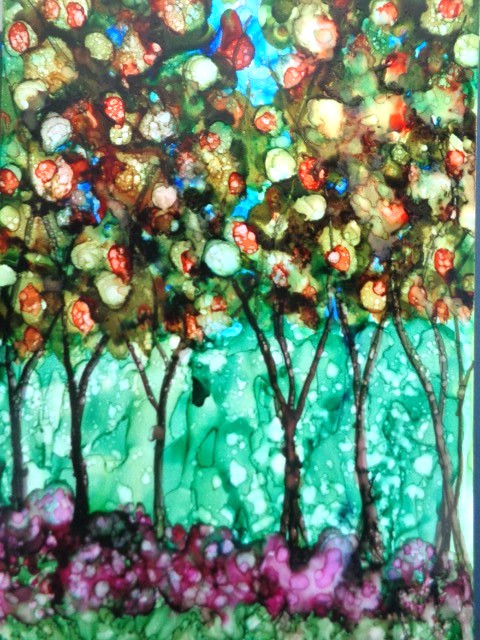 One Of A Kind – COLORFUL VIBRANT NATURE FOREST WOODS TREES Landscape Painting