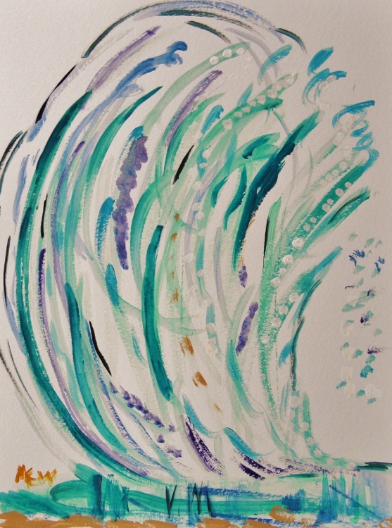 ORIGINAL Sea WAVE Naive Self taught Folk OUTSIDER MCW art Expressionism Mary C