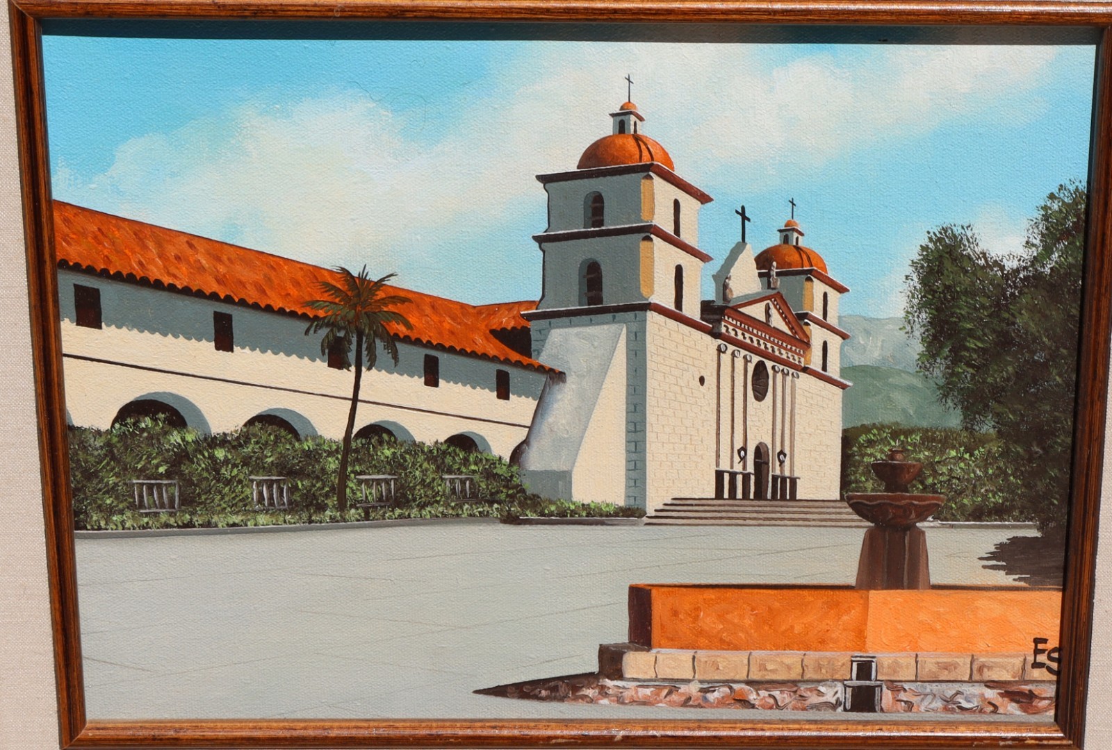 EUGENE SCHMIDT Original oil painting Old Santa Barbara Mission