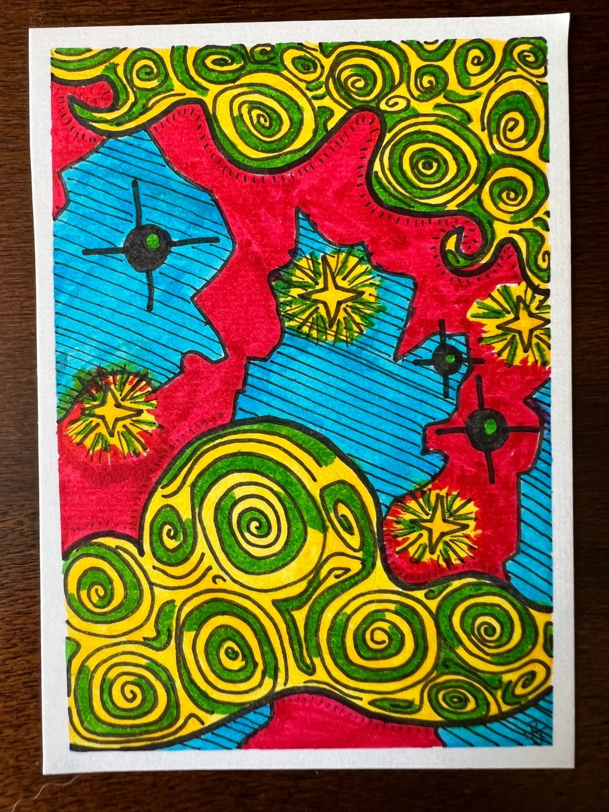ACEO Origional Art Cards 2.5 x 3.5 inches Abstract Swish