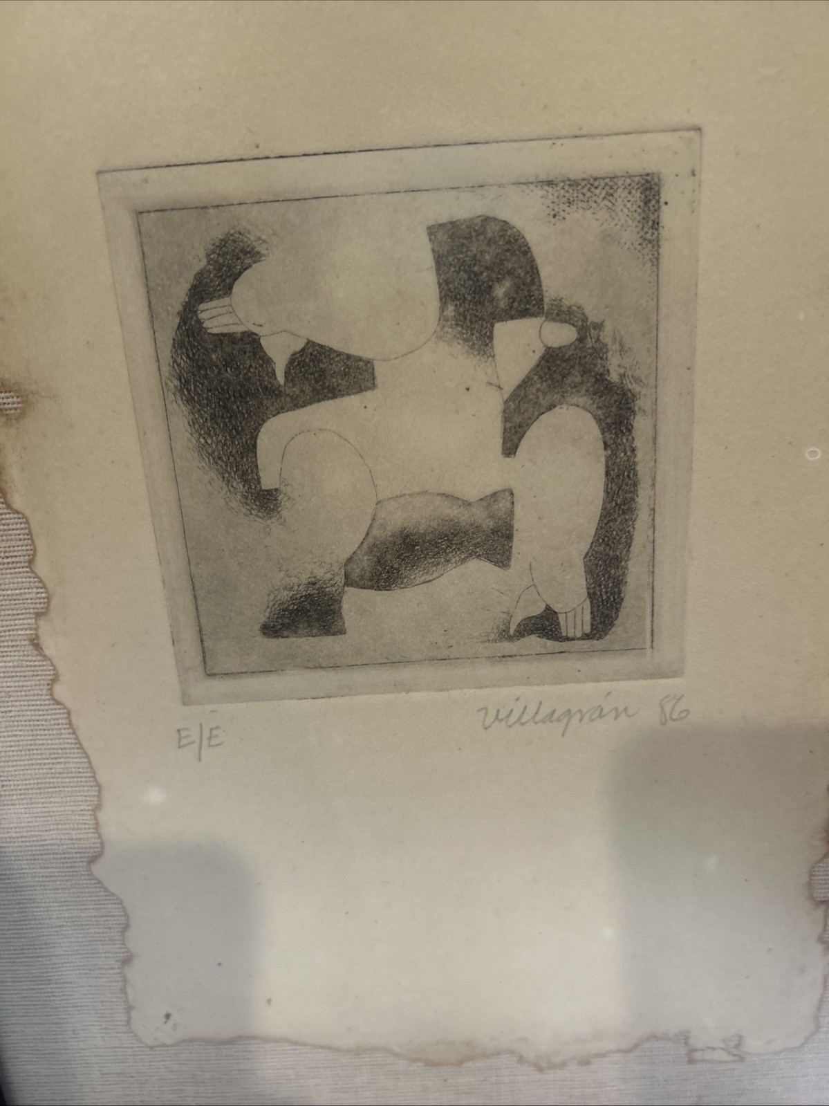 Armando Villagran Original Lithography 1986 Art Frame