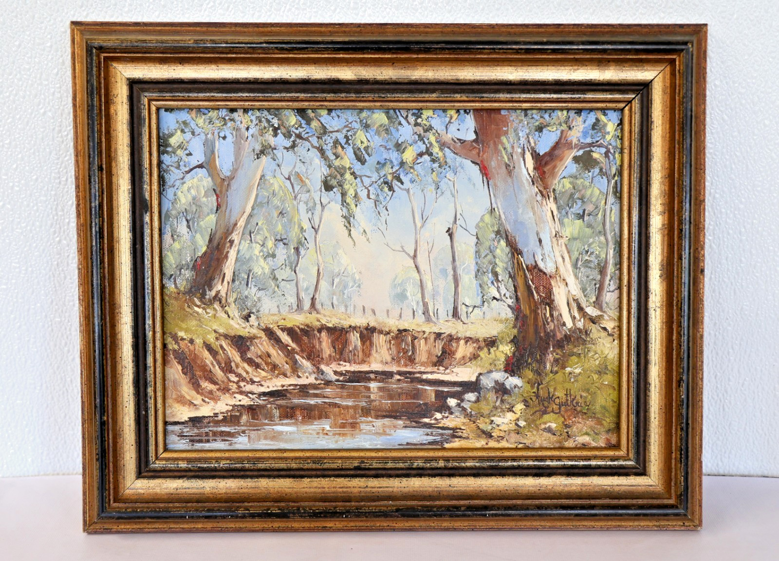 Hugh Guthrie Original Oil Painting Australian Bush Landscape Framed Signed 13×16