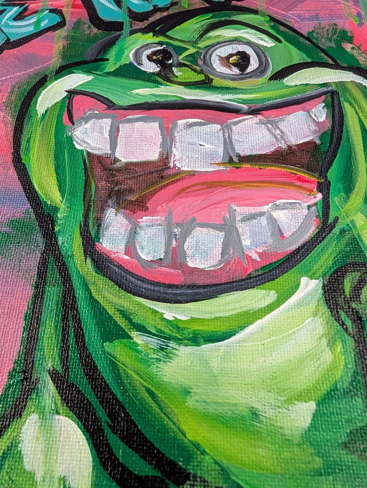 Slimer Ghostbusters Original Painting Canvas Pop Art Gestural Expressionism