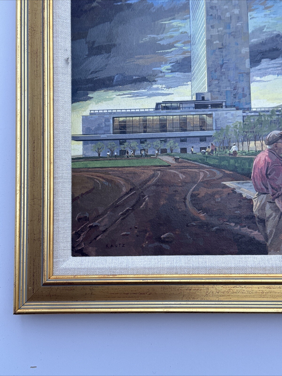 INDUSTRIAL CITY PAINTING URBAN CONSTRUCTION ILLUSTRATION REGIONALISM WORKERS