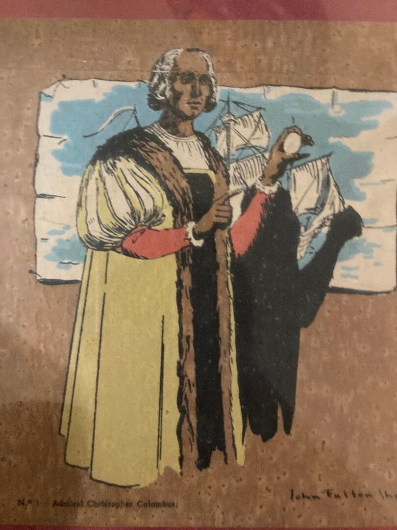 N. 1 Admiral Christopher Columbus  Lithograph on cork by John Fulton Short 