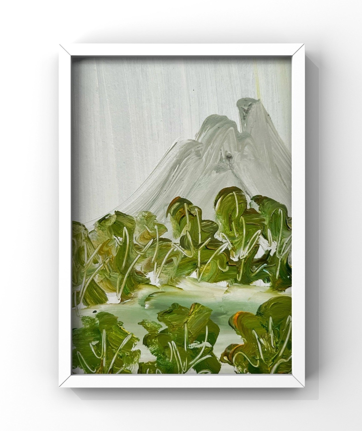 Swiss Alps Mountain Painting Framed Mini Art Switzerland Landscape Forest Trees
