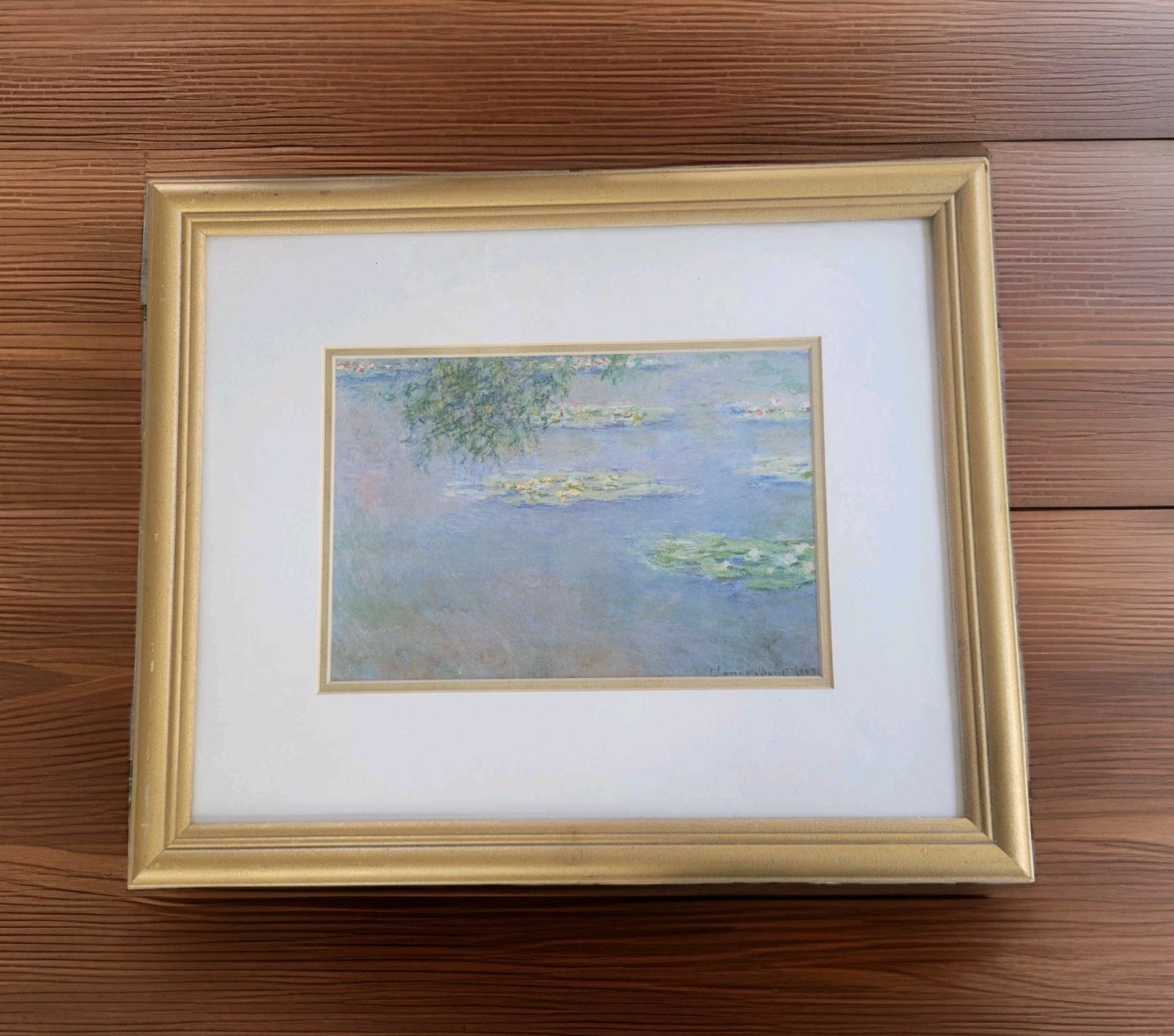 FRAMED MATTED CLAUDE MONET VINTAGE COLOR PRINT OF «WATER LILIES (1903) 22×18»