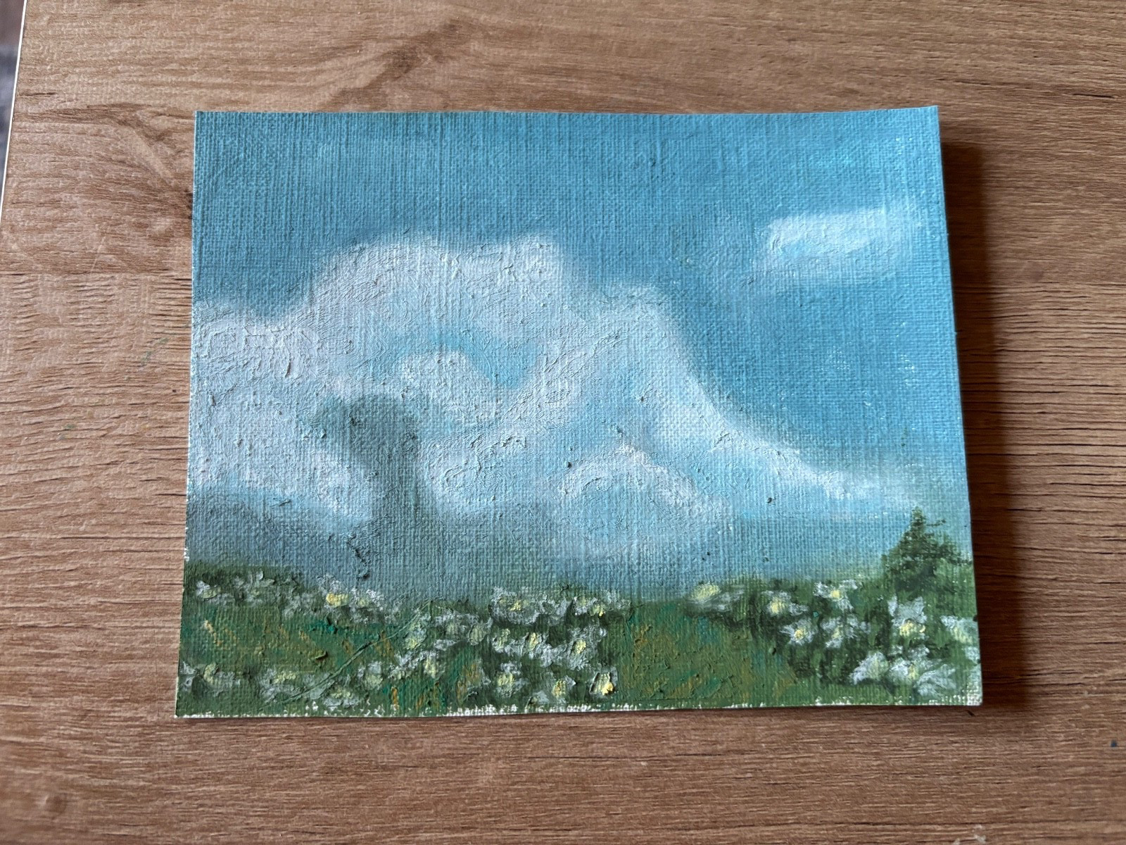 ACEO Art Card Originals and Editions “Pasture Landscape” Oil Pastel 5.5 x 4.5 in