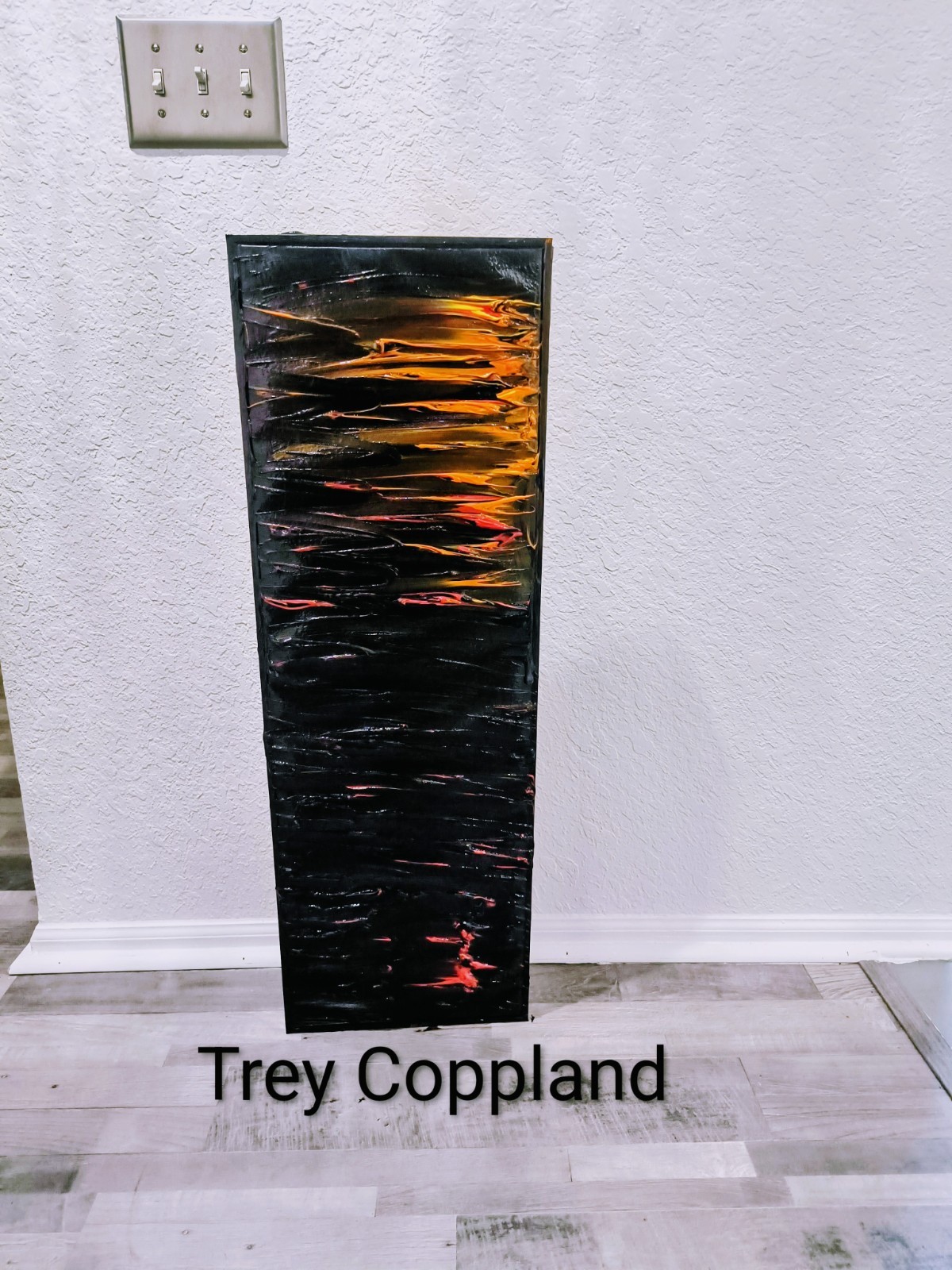 Fire Island , Trey Coppland Abstract on Canvas Black Framed 12+36 inches!
