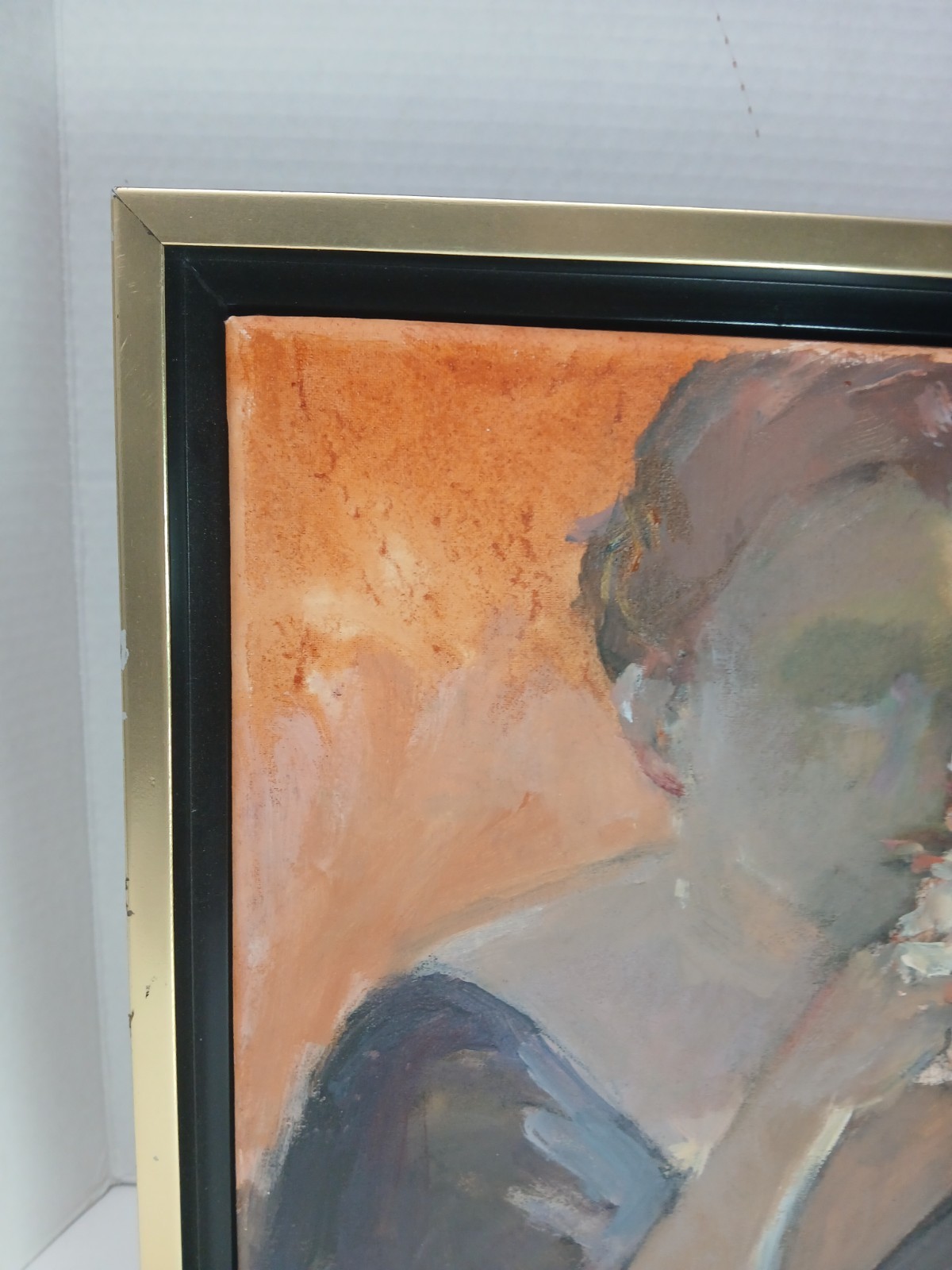 Pat Regan Expressionist «The Dreamer” Original Oil Painting • Framed 13 3/4»