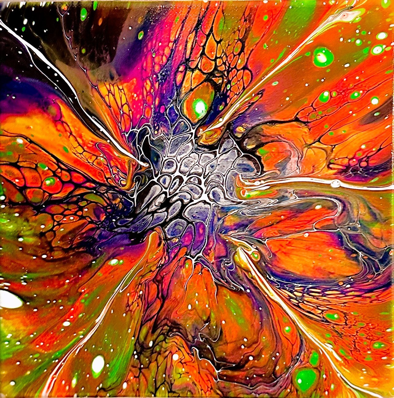 Original Acrylic 8″x8″ Canvas Art OOAK (One of a Kind) Auto, Date, Numbered 1/1