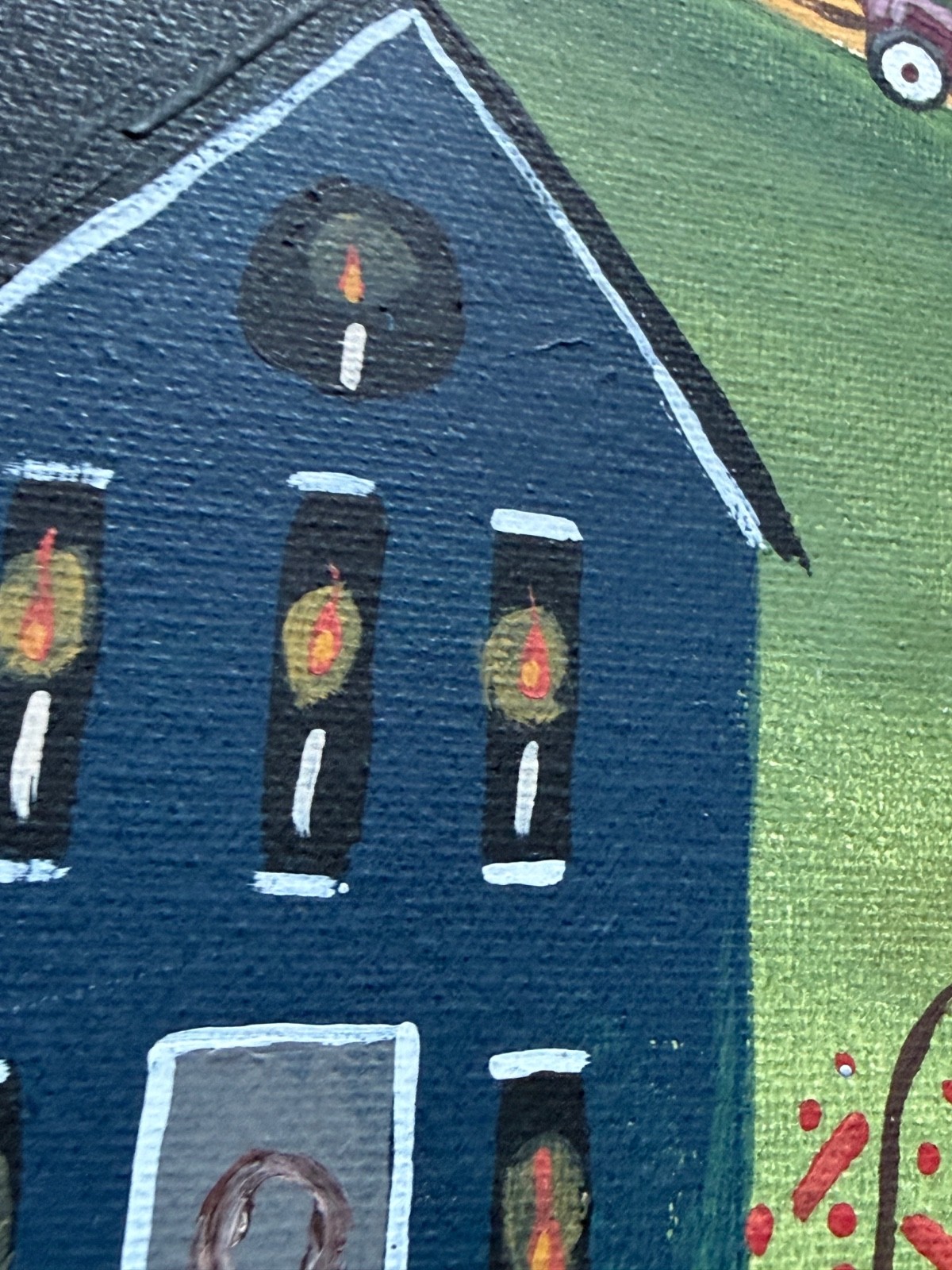 VINTAGE NAIVE PAINTING AMERICAN FOLK ART RURAL FARM COUNTRY SCENE ORIGINAL