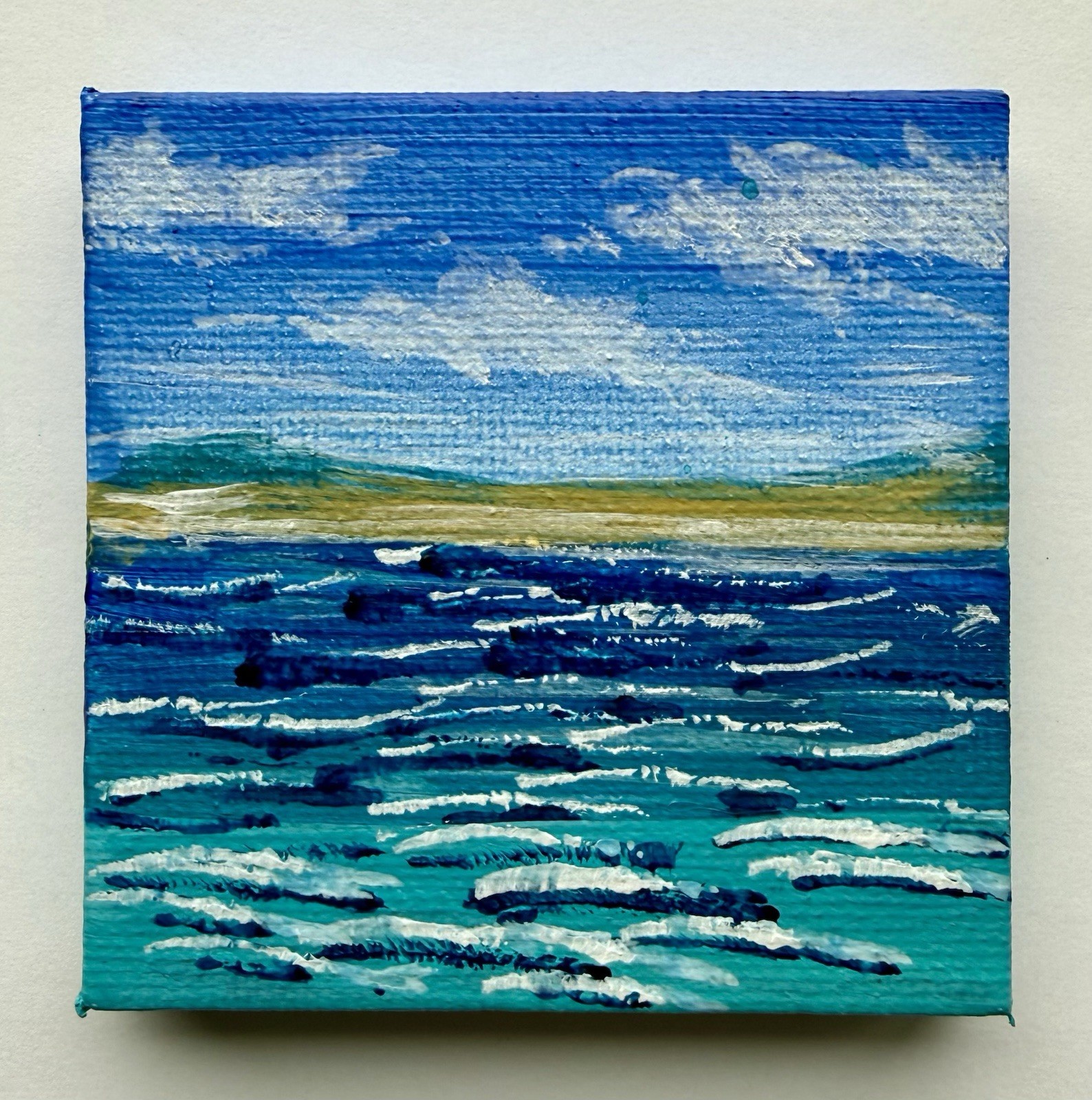 Lake Michigan Sand Dunes Summer Miniature 3×3 Canvas Acrylic Painting A10