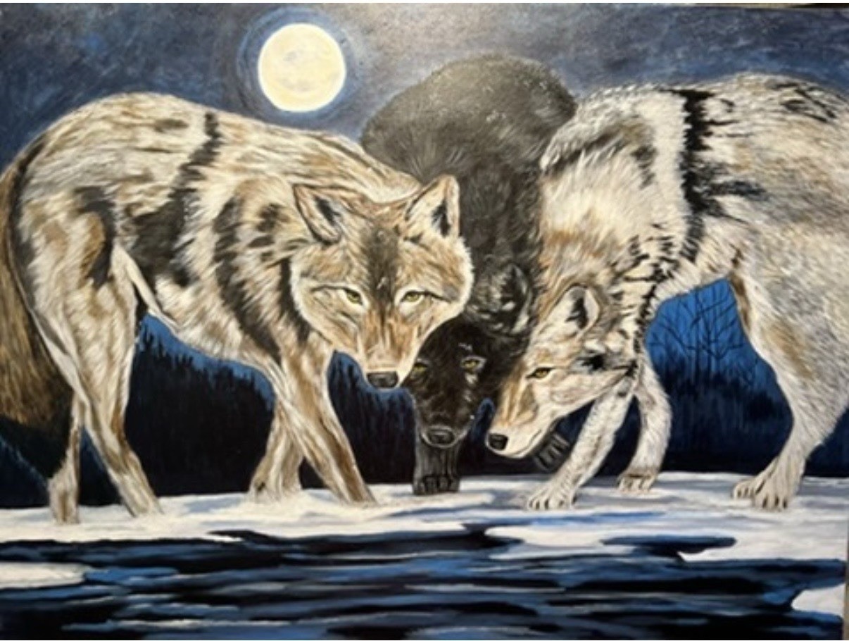 Wolf Moon Original Painting By Arkansas Artist Leah Smith