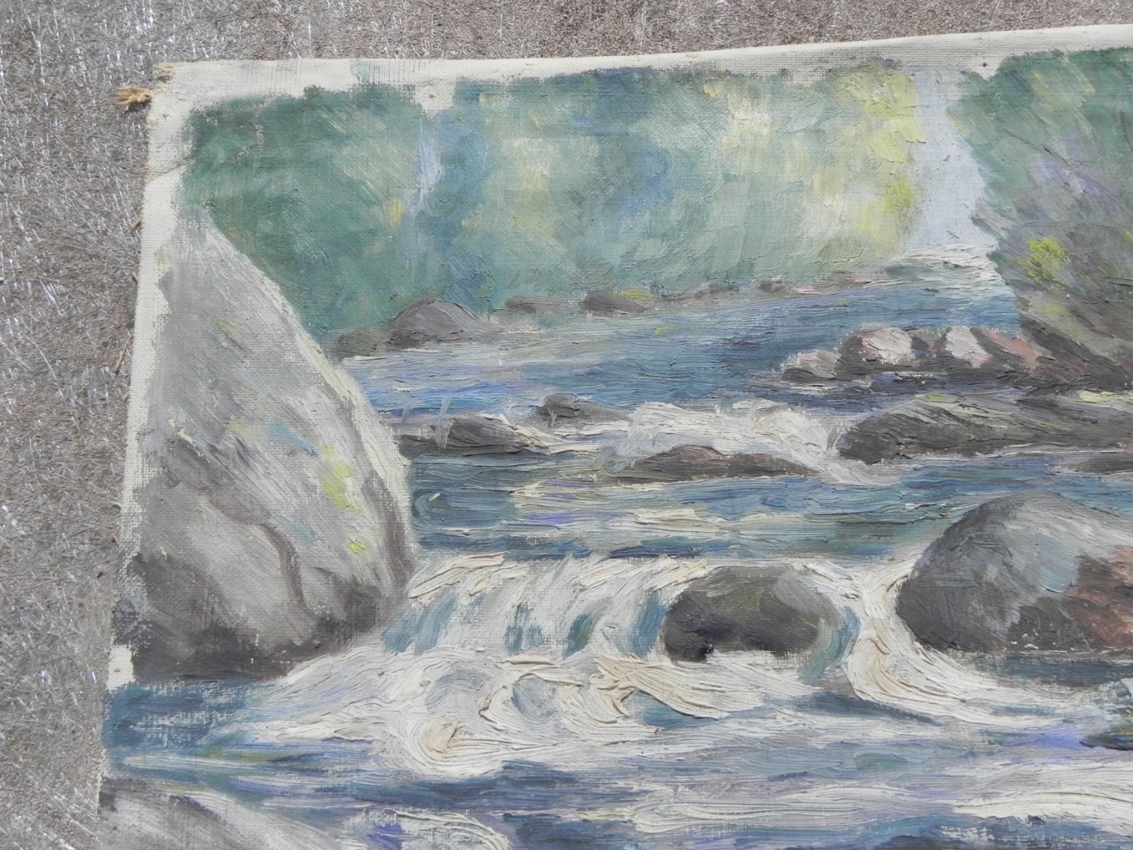 Pair old Connecticut impressionist landscape paintings signed Allen Newton 1927
